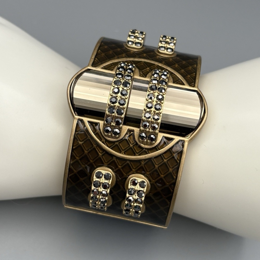 Lia Sophia Statement Bracelet Enamel Brown Clamper Cuff